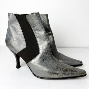 SZ 8 Narrow Donald J. Pliner Silver Pewter Ankle Booties
